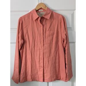 L L. Bean Salmon Lined Linen Button Down Shirt